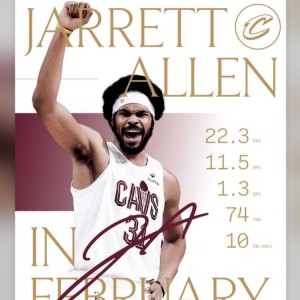 星空娱乐app-贾勒特·阿伦二月场均22.3分11.5板&amp;命中率74% 米切尔：月最佳